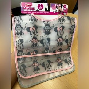 Disney Junior Minnie Mouse 2 pack toddler bibs, Pink & Sage Green